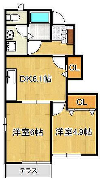 アヴニール遠賀　B棟 ｜福岡県遠賀郡遠賀町大字木守(賃貸アパート2DK・1階・40.45㎡)の写真 その2