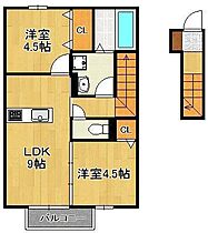 プレミールNakamaV  ｜ 福岡県中間市長津3丁目（賃貸アパート2LDK・2階・49.63㎡） その2