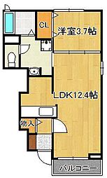 ベルデュール3 1LDKの間取図画像