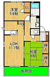 プレジールアンD 2LDKの間取図画像