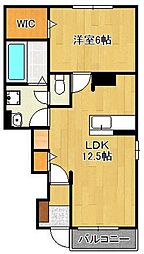 ヴィラドナチュール1 1LDKの間取図画像