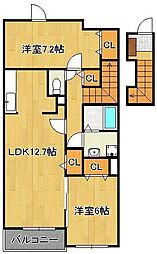 スウィートライフ野間A 2LDKの間取図画像