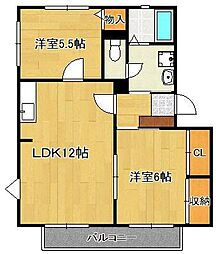 ラフィーネ久屋ヶ浦B 2LDKの間取図画像