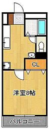 リシェスK 1Kの間取図画像