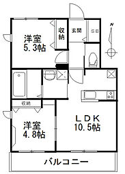 アネシス豊玉中 2LDKの間取図画像