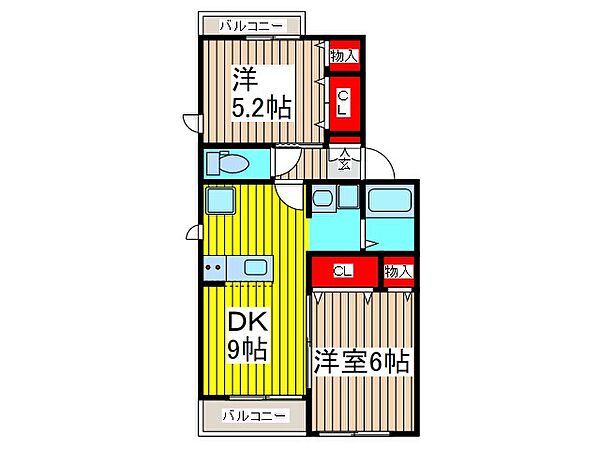 ボナールB 201｜埼玉県川口市大字安行北谷(賃貸アパート2DK・2階・47.94㎡)の写真 その2