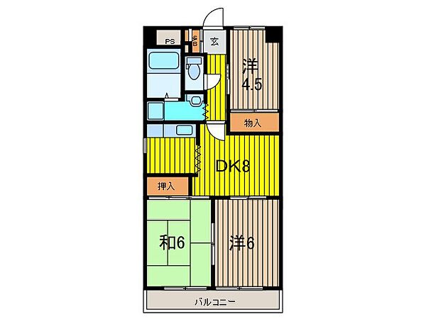 T’s garden蕨II 501｜埼玉県川口市芝１丁目(賃貸マンション3DK・5階・54.00㎡)の写真 その2