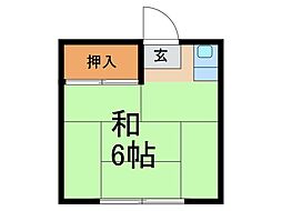 青葉荘 2階ワンルームの間取り