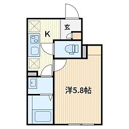 カインドネス蕨V 1階1Kの間取り