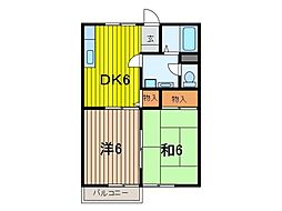 イーストベルヴィ 2DKの間取図画像