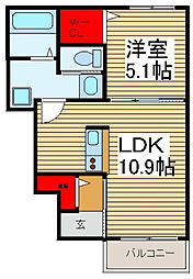 ハイツシェーン5 1LDKの間取図画像