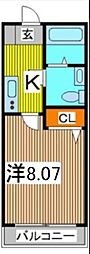 アルファコート西川口9 1Kの間取図画像