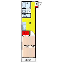 エクセルパレス 1Kの間取図画像