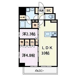 ザ・パークハビオ蕨 2LDKの間取図画像