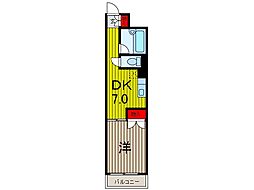 ラレーブ蕨中央 1DKの間取図画像