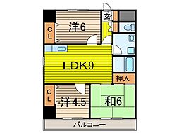 ラ・ベルメゾン小陽 3DKの間取図画像