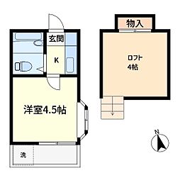 ベルB 1Kの間取図画像
