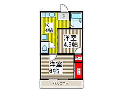 エレガンスコーポ 2Kの間取図画像