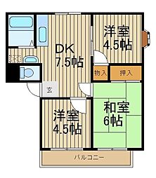ヴァンクール 3DKの間取図画像