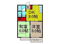 ベール・ラ・フォーレ 2DKの間取図画像