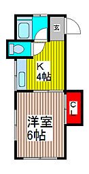 蕨ハイム 1Kの間取図画像