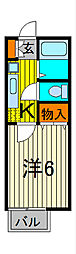 セジュール千 1Kの間取図画像