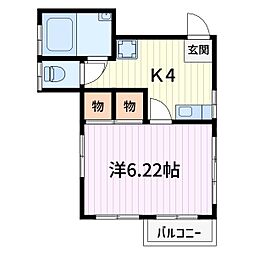 大沼マンション 1DKの間取図画像