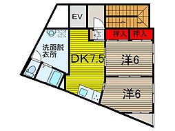 ASSビル 2DKの間取図画像