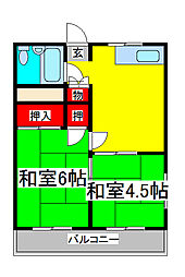 サンハイツ・山崎 2DKの間取図画像
