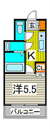 蕨テラス 1Kの間取図画像