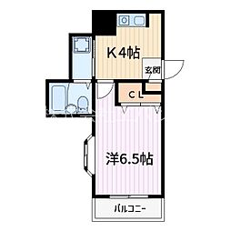 メゾントリノ 1Kの間取図画像