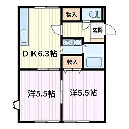 パナヨシハラB 2Kの間取図画像