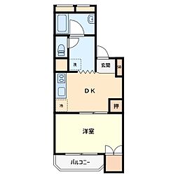 スカイラーク蕨 1DKの間取図画像