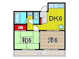ハイネス・トモエ 2DKの間取図画像