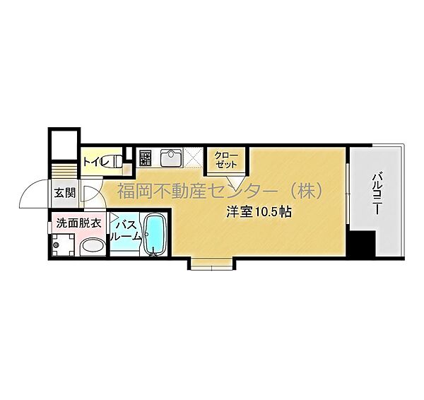 福岡県福岡市博多区奈良屋町(賃貸マンション1R・8階・24.92㎡)の写真 その2