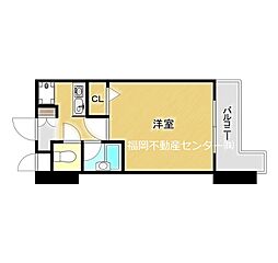 ピュアドームグランディー博多 1Kの間取図画像