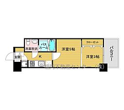 福岡市地下鉄箱崎線 箱崎宮前駅 徒歩5分の賃貸マンション 3階2Kの間取り