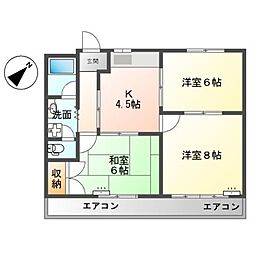 サンパレス尾崎 3Kの間取図画像