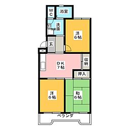 野白ガーデンハイツ 3DKの間取図画像