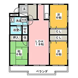 松崎パストラルコート 3LDKの間取図画像