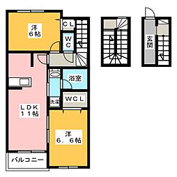 サンモリッツ 2LDKの間取図画像