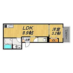 LE COCON 江南III 1LDKの間取図画像
