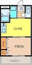 エスポア・ファースト3 1DKの間取図画像