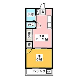 メゾン高比良 1DKの間取図画像