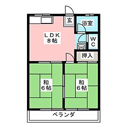 コーポ横山 2LDKの間取図画像