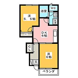カスカータ 2DKの間取図画像