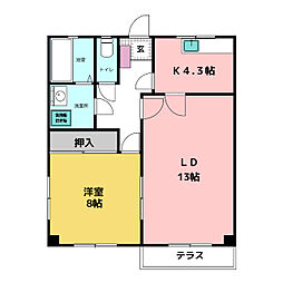 フレグランス八王子 1LDKの間取図画像