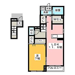 ポモドーロ旭 1LDKの間取図画像