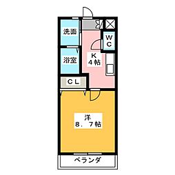 ロイヤル塔塚 1Kの間取図画像