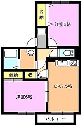 メゾン・ド・コート 2LDKの間取図画像